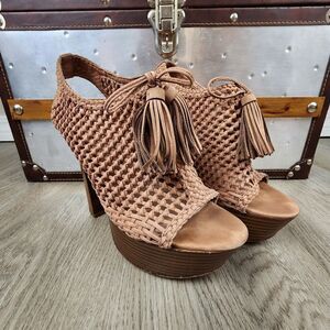 Pencey Alexus Woven Platform Leather Sandals size 7
